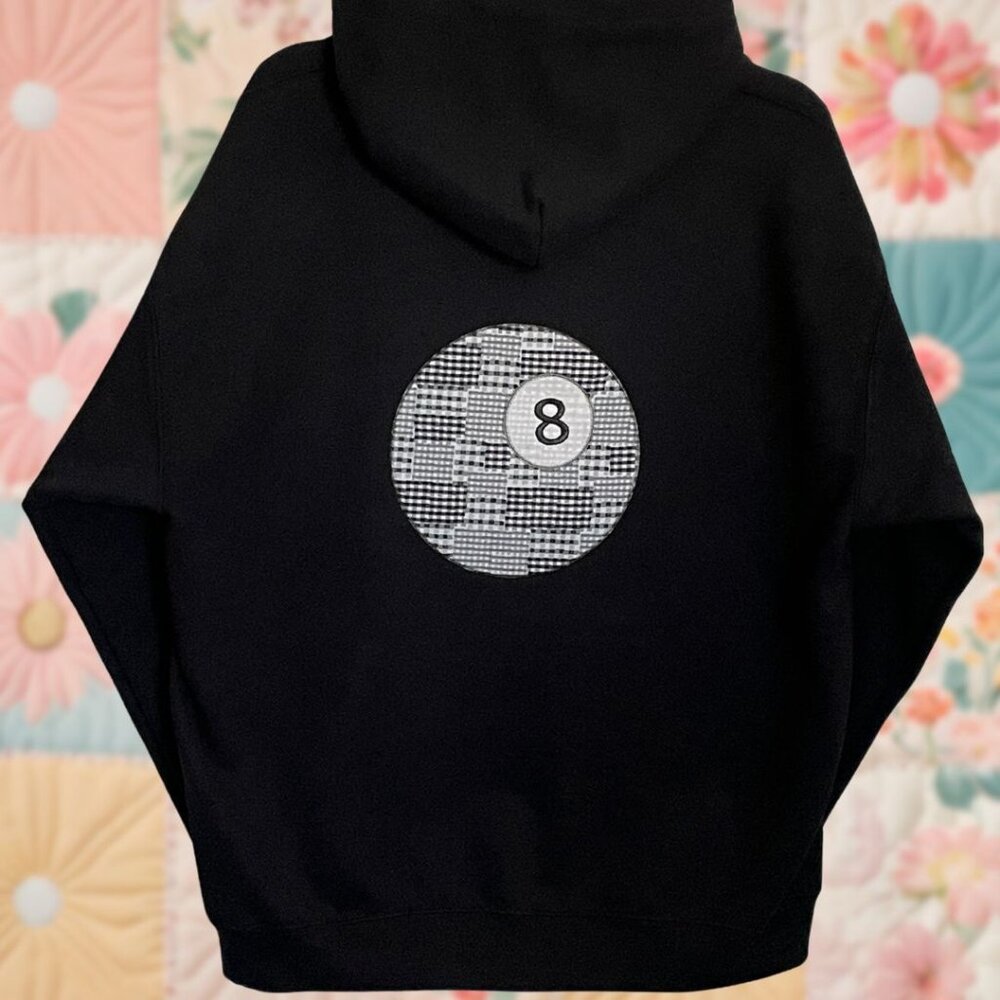 8 Ball Patchwork Gingham Black Embroidered Hoodie - image 1